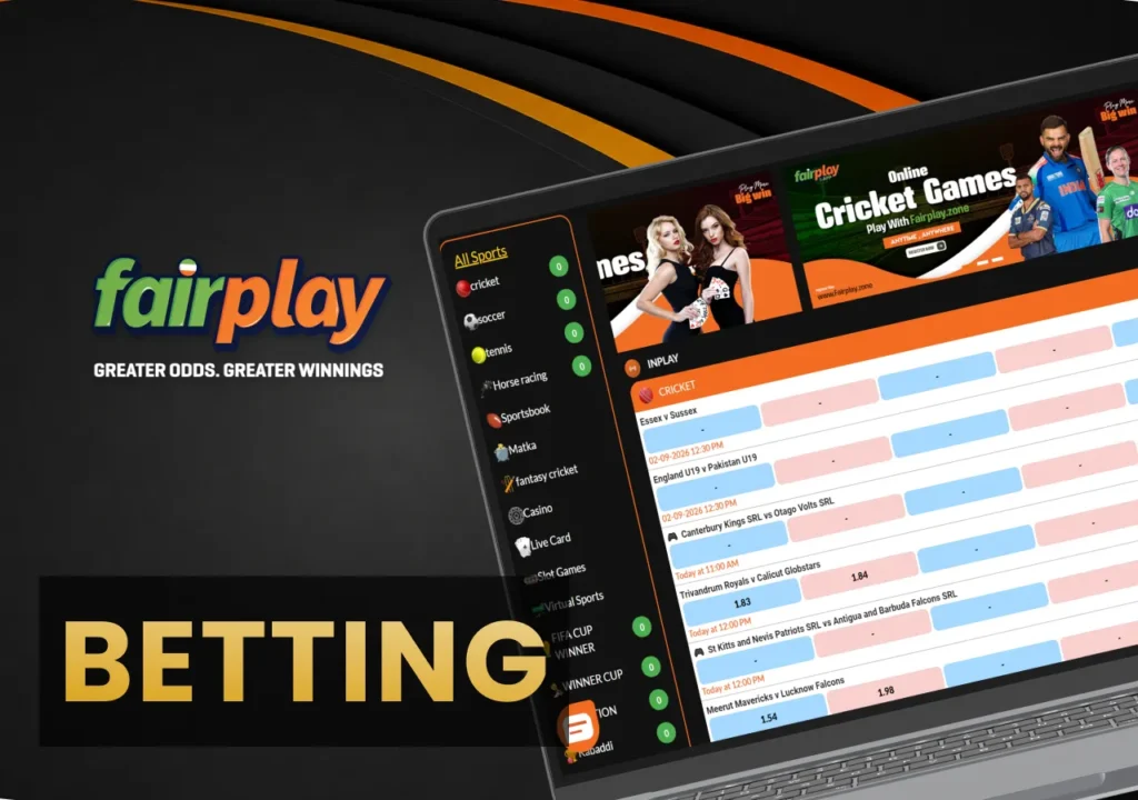 Fairplay sports betting provides convenient access to popular events and betting markets for players in India.